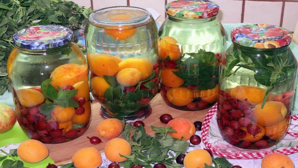 Очень вкусный компот из крыжовника с абрикосами и мятой на зиму. Рецепт компота из крыжовника Очень вкусный компот из крыжовника с абрикосами и мятой на зиму. Рецепт компота из крыжовника