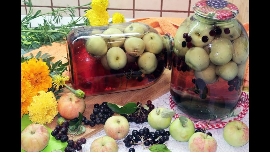 Компот из яблок и черноплодной рябины. Компот на зиму на 3 литровую банку