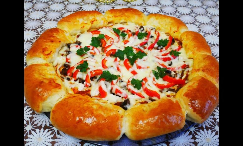 Пицца ЦВЕТОК рецепт пиццы ДРОЖЖЕВОЕ тесто на пиццу Очень ВКУСНАЯ и СЫТНАЯ пицца