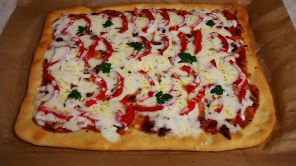 Рецепт ТОНКОЙ пиццы и СОУСА вкусная ПИЦЦА с курицей