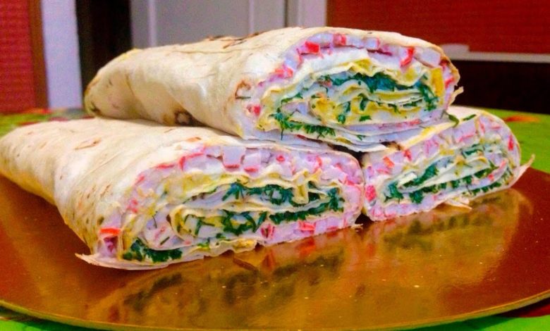 Крабовый рулет / Рулет с крабовыми палочками и зеленью