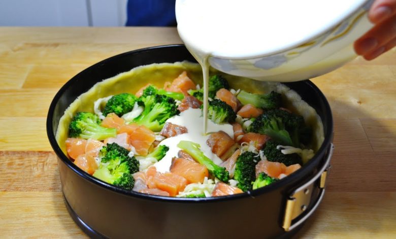 Как Приготовить КИШ с РЫБОЙ! Простой Рецепт Вкусного Пирога! Open cake with red fish and broccoli