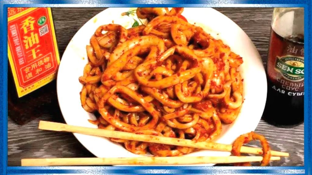 Кальмар по-корейски, в остром маринаде, как на рынке у корейцев,