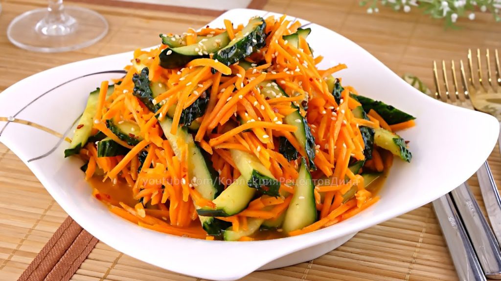 🥕🥒Простенький "Остренький" морковный салат-закуска с огурцами! Еще вкуснее на следующий день!