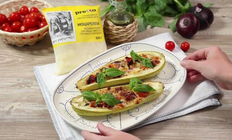 Кабачки, запеченные с моцареллой