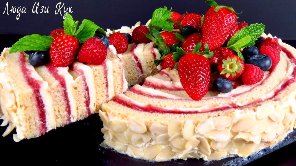 🍓КРАСИВЫЙ ТОРТ клубничный праздничный торт на день рождения, торт с клубникой Люда Изи Кук выпечка