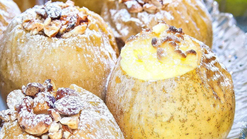 🍏Яблоки, запеченные в духовке, фаршированные творогом, и орехами с изюмом!