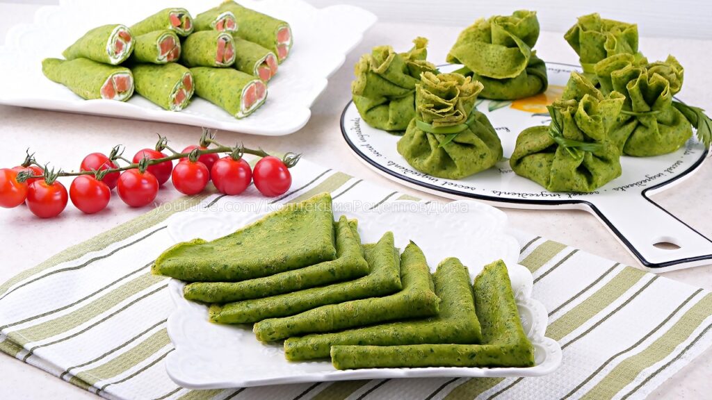 🥞🥬 Шпинатные Блинчики с двумя аппетитными начинками - Красиво, Вкусно, Полезно! 🥞🥬