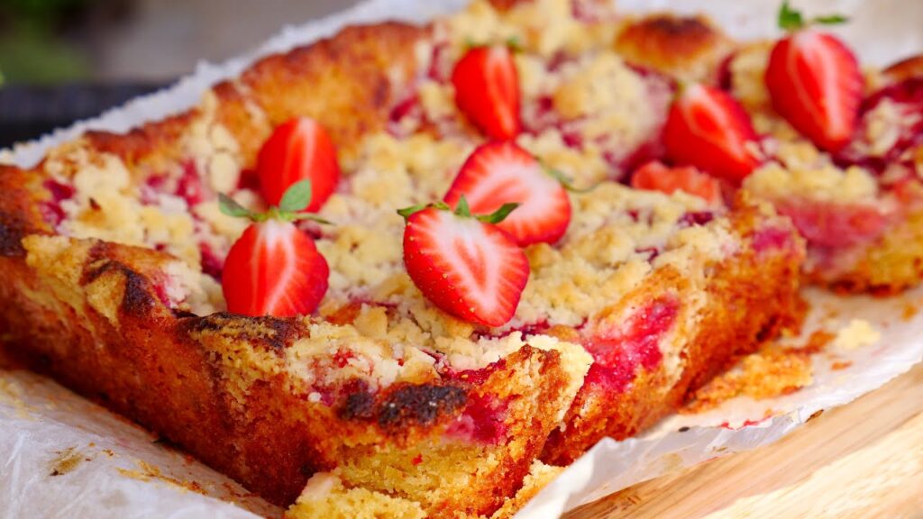 Клубничный Пирог "Минутка" 🥧 к чаю