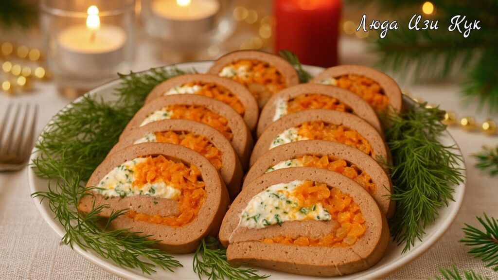 2026🍠ПРАЗДНИЧНЫЙ РУЛЕТ ИЗ ПЕЧЕНИ “2 вкуса”. Нежный как печеночный паштет на Новый Год, тает во рту