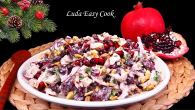 Photo of 🥙🐔Салат с грузинским акцентом с курицей, фасолью и гранатом на любой стол Люда Изи Кук мясной салат