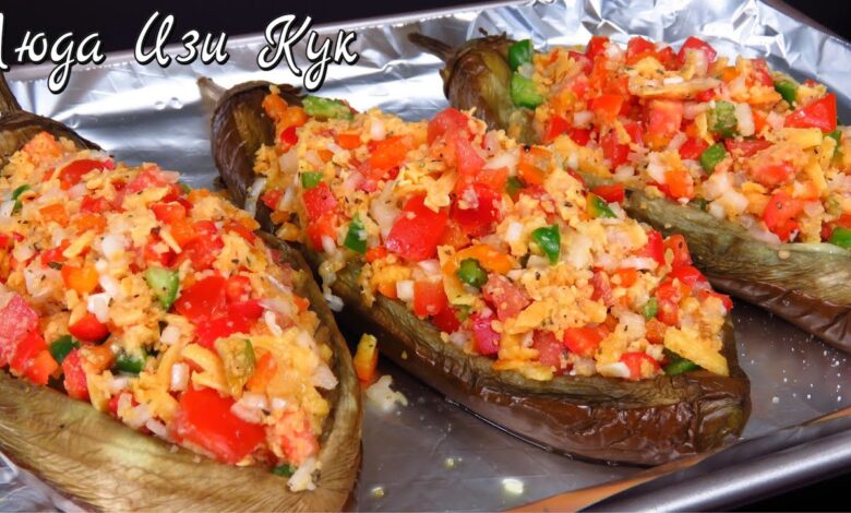 Вкуснейшие БАКЛАЖАНЫ В ДУХОВКЕ простой рецепт БАКЛАЖАНОВ С НАЧИНКОЙ Люда Изи Кук блюда из овощей