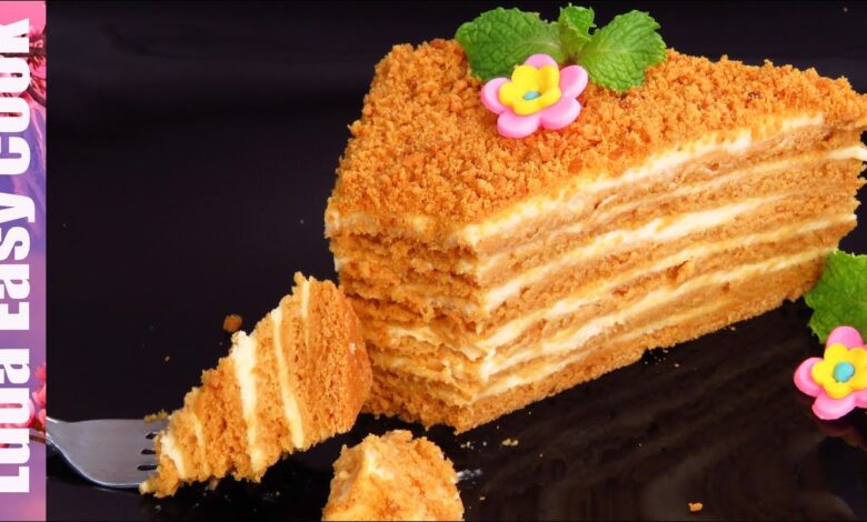 🍰 Быстрый ленивый медовик, торт на новый год, Карамельный медовик за 30 минут, Люда Изи Кук выпечка