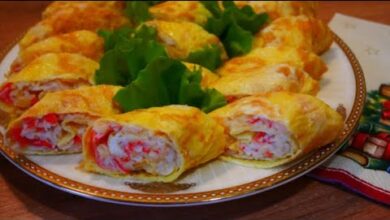 Photo of Закуска за 5 минут Рулетики с сыром и крабовыми палочками