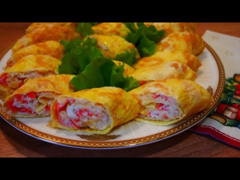 Закуска за 5 минут Рулетики с сыром и крабовыми палочками Закуска за 5 минут Рулетики с сыром и крабовыми палочками
