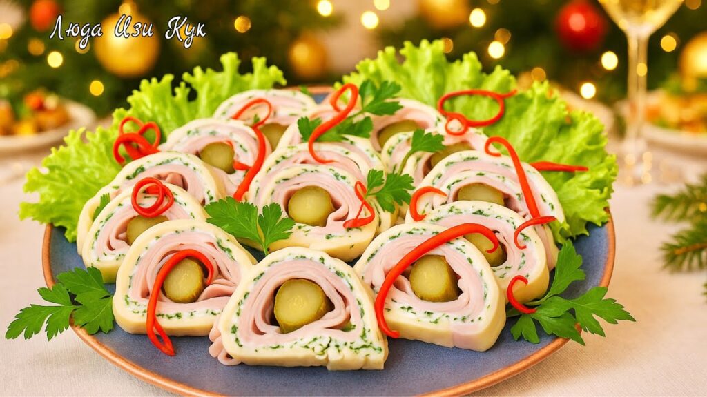 🎄 Красивая закуска для праздничного стола 🧀 Сырный рулет с ветчиной. Без теста и без духовки. 2027